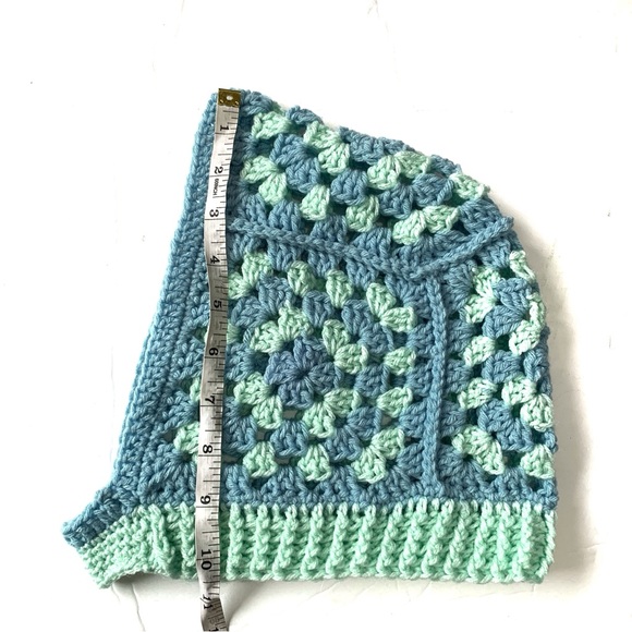 Handmade Green and Blue Crochet Granny Square Balaclava - Picture 4 of 6